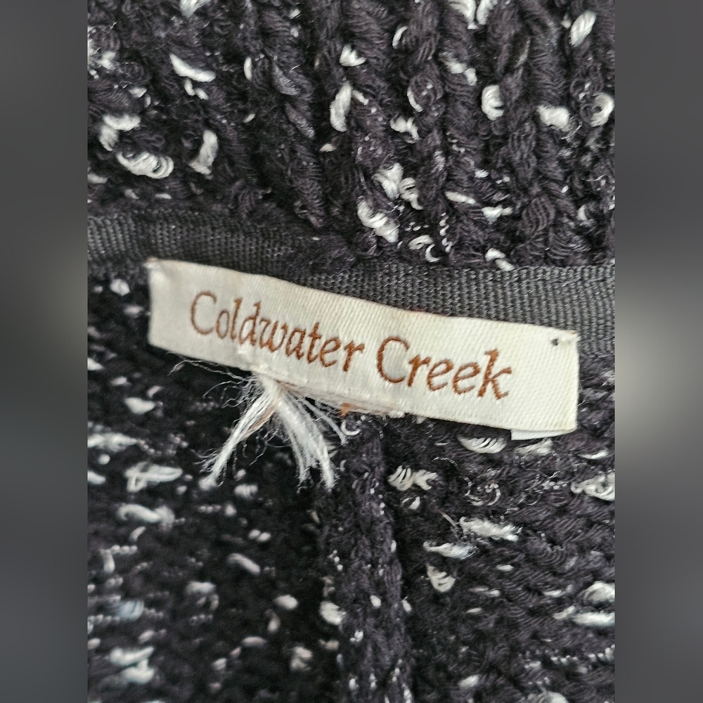Coldwater Creek Womens XL Coat Black White Cotton Marl Knit Statement Gorpcore - Picture 5 of 7